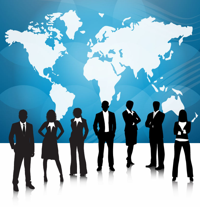 free vector Business People Team With World Map